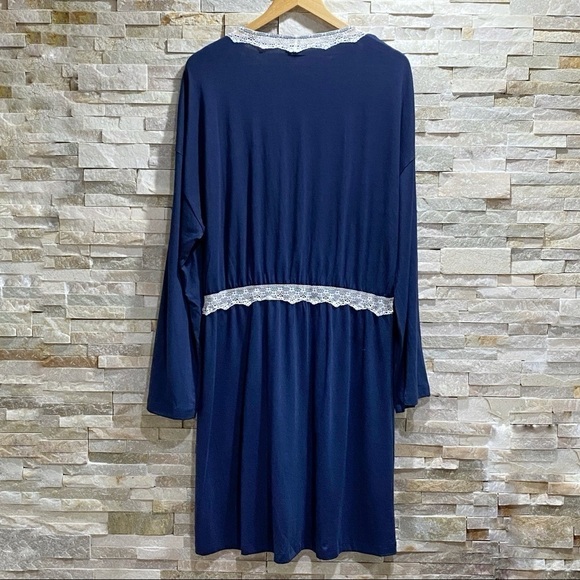 COSABELLA lace trim flirty sleep robe NAVY/MOON L - Picture 2 of 13